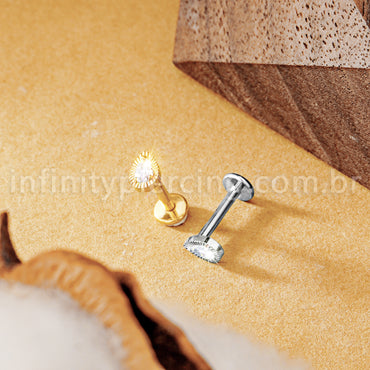 Piercing Labret Titânio Gota Zircônia Cravejada