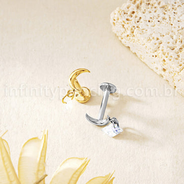 Piercing Labret Titânio Lua Pingente Deltoid