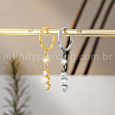 Piercing Argola Titânio Pingente Zircônia
