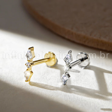 Piercing Labret Titânio 3 Zircônia Cravejada