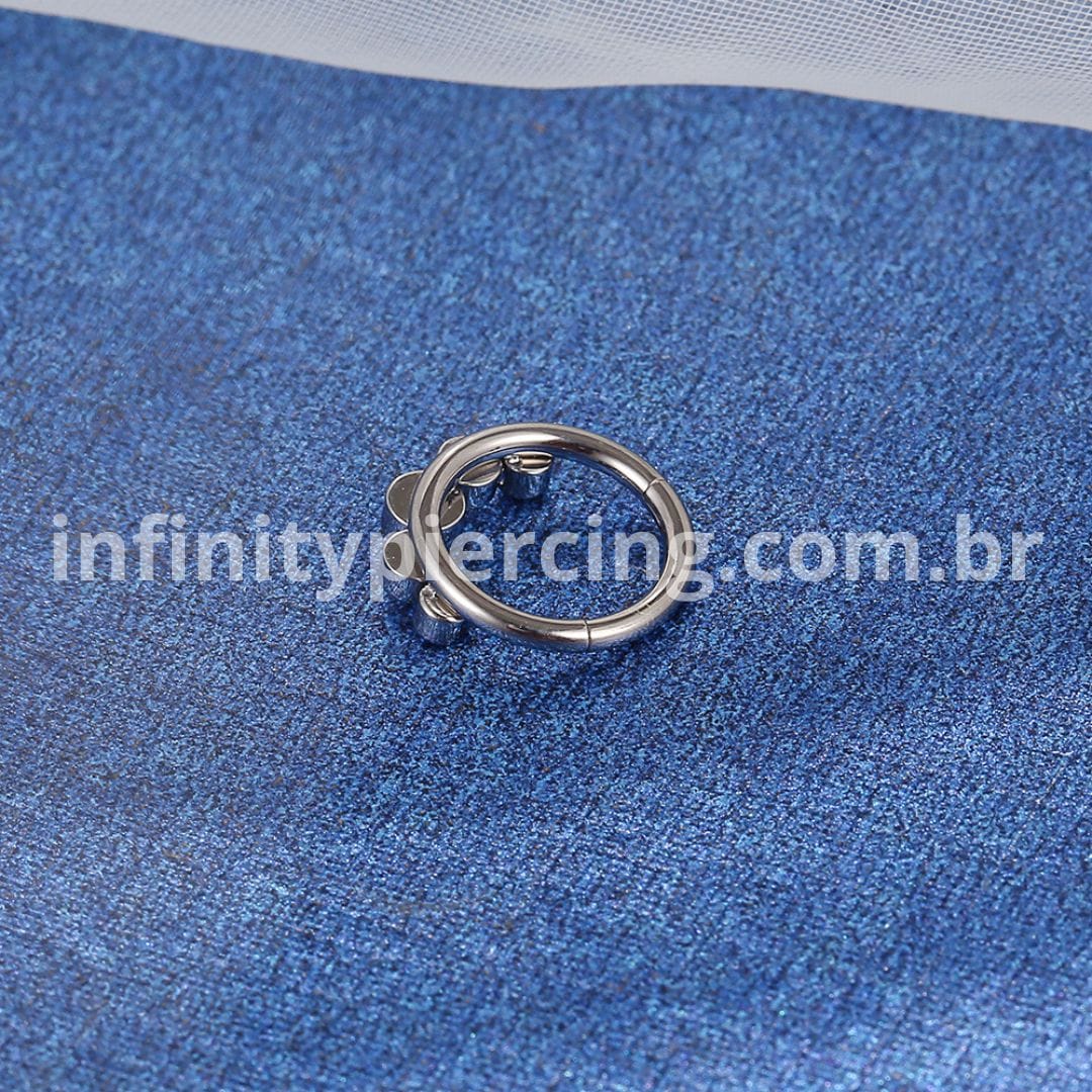 Piercing Argola Titânio Segmento Articulado 5 Pedras Zircônia Cravejada