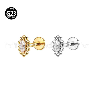 Piercing Labret Titânio Rosca Interna Oval