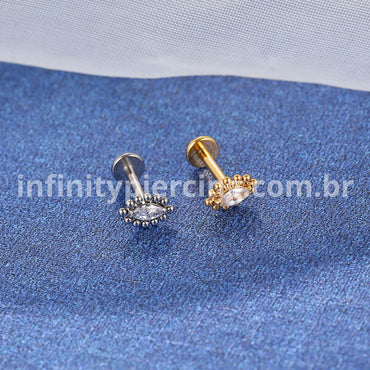 Piercing Labret Titânio Rosca Interna Oval