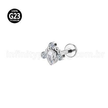 Piercing Labret Titânio Gota Zircônias Indiano