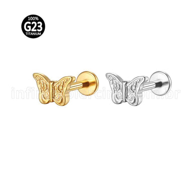 Piercing Labret Titânio Borboleta