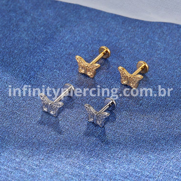 Piercing Labret Titânio Borboleta