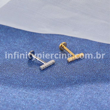 Piercing Labret Titânio Rosca Interna Barra Zircônia