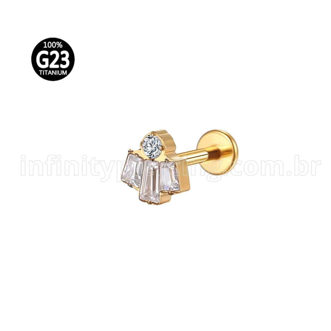 Piercing Labret Titânio Zircônias