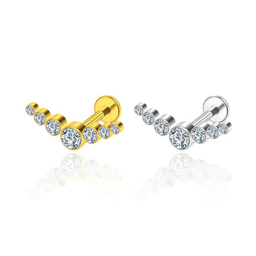 Piercing Labret Aço Cirúrgico Cluster 7 Zircônias