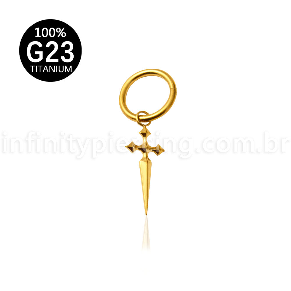 Piercing Argola Titânio Pingente Cruz