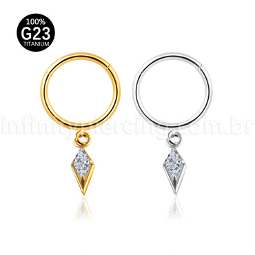 Piercing Argola Titânio Segmento Articulado Com Pingente Deltoid