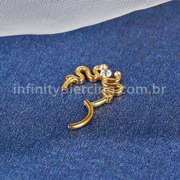 Piercing Argola Titânio Segmento Articulado Cobras Zircônia