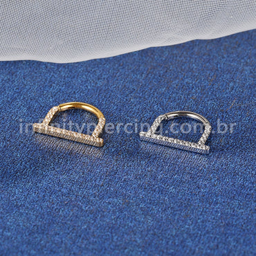 Piercing Meia Argola Titânio Segmento Articulado Zircônia Lateral