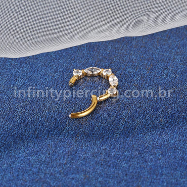 Piercing Argola Titânio Segmento Articulado Zircônia Cravejada