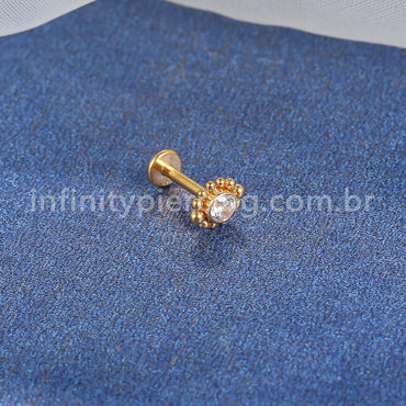 Piercing Labret Aço Cirúrgico Flor Zircônia Cravada