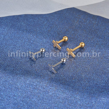 Piercing Minibarbell Aço Cirúrgico Cruz 1,2X8 10487