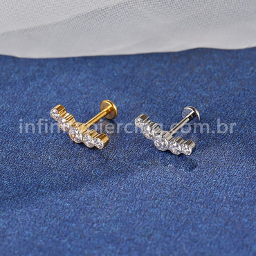 Piercing Labret Titânio Cluster Zircônias Cravejadas