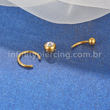 Piercing Banana Titânio Zircônia Com Argola