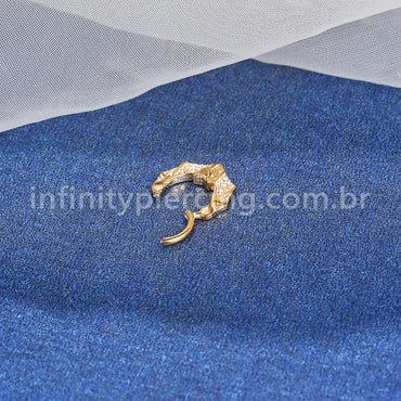 Piercing Argola Aço Cirúrgico Morcego Zircônia Cravejada