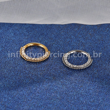 Piercing Argola Segmento Articulado Aço Cirúrgico Indiano Zircônia Lateral
