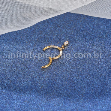 Piercing Argola Aço Cirúrgico Zircônia Cravejada Com Pingente