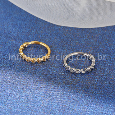 Piercing Argola Segmento Articulado Detalhe Coração Aço Cirúrgico