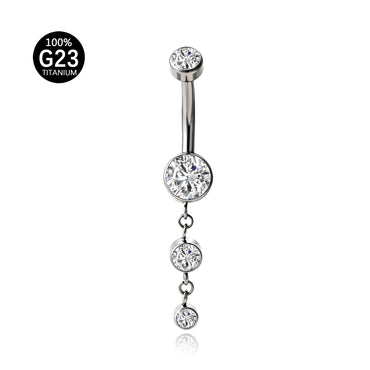 Elegância em Cascata com Pedra de Luz para Umbigo em Titânio G23