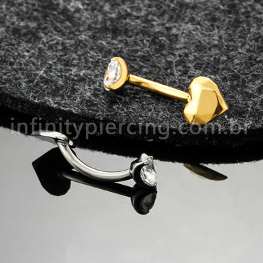 Piercing Banana Titânio Coração Lapidado