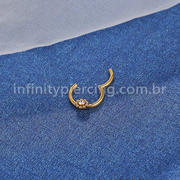 Piercing Argola Aço Cirúrgico Segmento Articulado Strass