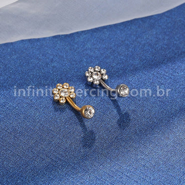 Piercing Banana Aço Cirúrgico Zircônia Cravada