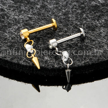Piercing Labret Titânio Com Pingente Spike