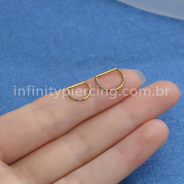 Piercing Meia Argola Titânio Segmento Articulado Zircônia Colorida