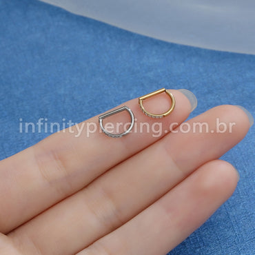 Piercing Meia Argola Titânio Segmento Articulado Zircônia Cravejada