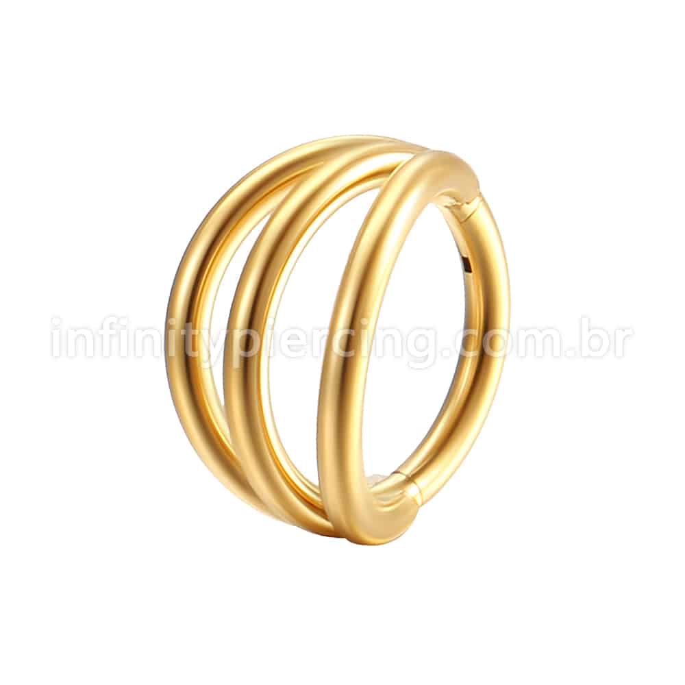 Piercing Argola Tripla Segmento Articulado Aço Cirurgico