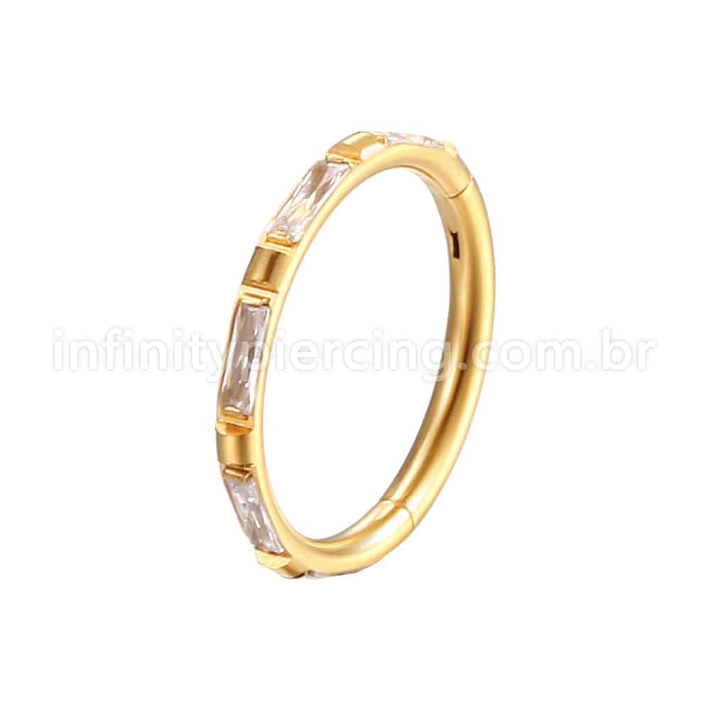 Piercing Argola Segmento Articulado Aço Cirúrgico Detalhes Pedra