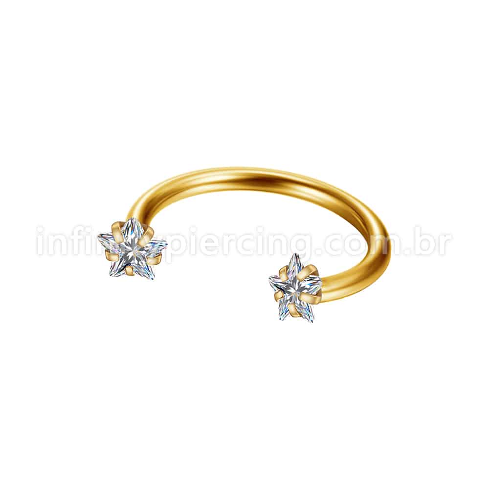 Piercing Ferradura Aço Cirúrgico Zircônia Estrela