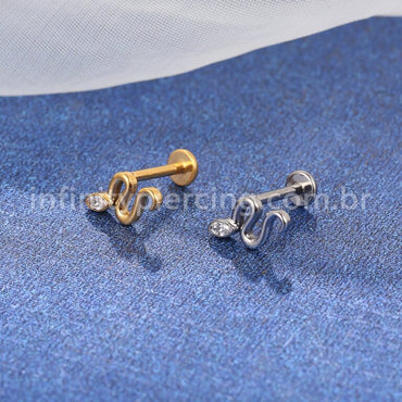 Piercing Labret Titânio Cobra Zircônia