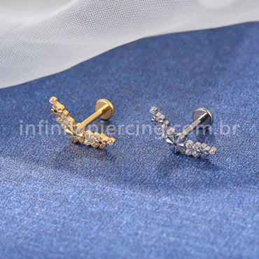 Piercing Labret Titânio Cluster Flores Zircônia
