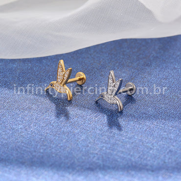 Piercing Labret Titânio Beija Flor Zircônia