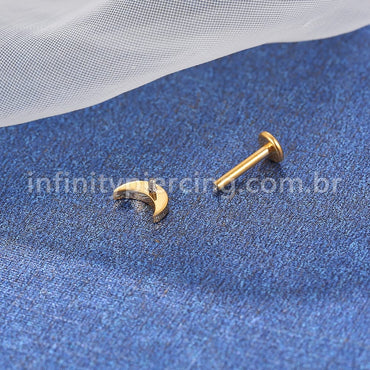 Piercing Labret Titânio Lua Detalhada