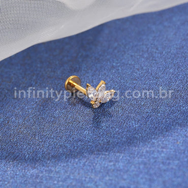 Piercing Labret Titânio Folhas Zircônia