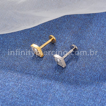 Piercing Labret Titânio Losango Zircônias