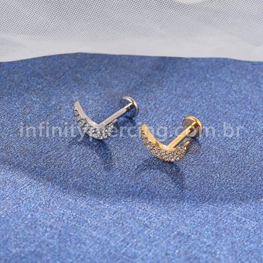 Piercing Labret Titânio Lua Zircônia