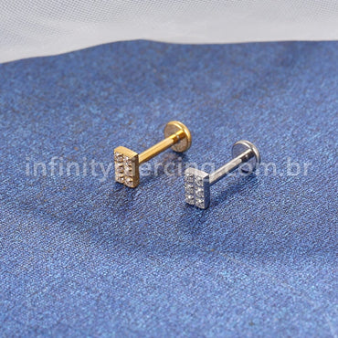 Piercing Labret Titânio Quadrado Zircônia