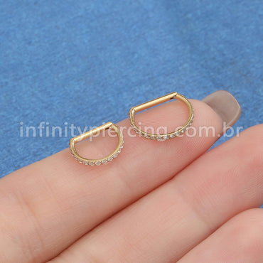 Piercing Meia Argola Titânio Segmento Articulado Zircônia