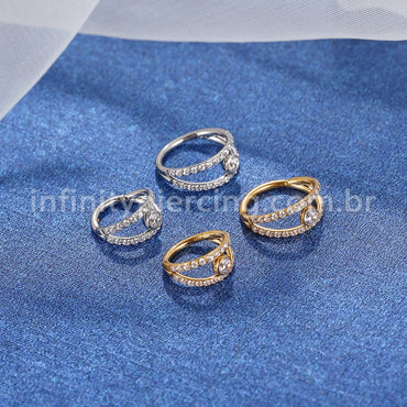 Piercing Argola Segmentada Aço Cirurgico 2 Fileiras Zircônia
