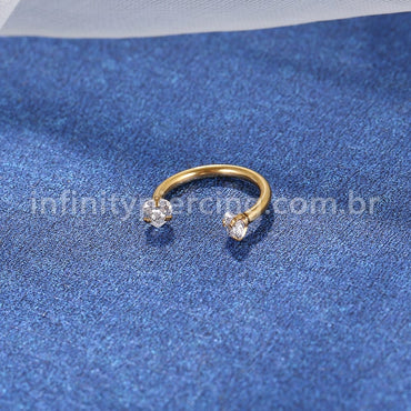 Piercing Ferradura Aço Cirúrgico Zircônia Coração