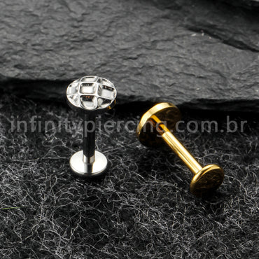 Piercing Labret Titânio Redondo Jogo Da Velha