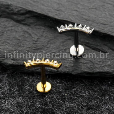Piercing Labret Titânio Spike Zircônia Cravejada
