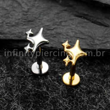 Piercing Labret Titânio Estrelas